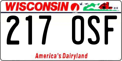 WI license plate 217OSF