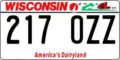 WI license plate 217OZZ