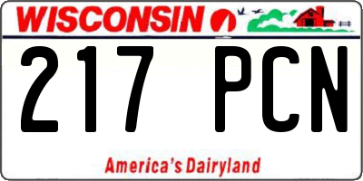 WI license plate 217PCN