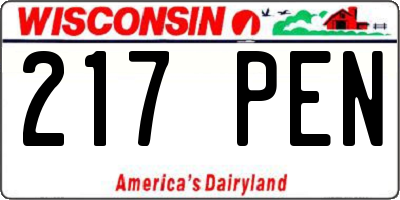 WI license plate 217PEN