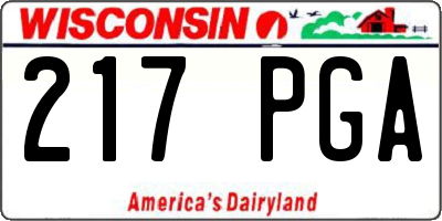 WI license plate 217PGA