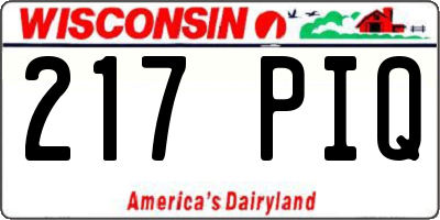 WI license plate 217PIQ