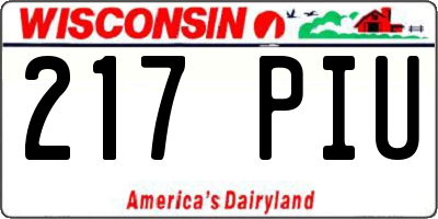 WI license plate 217PIU
