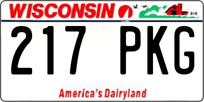 WI license plate 217PKG