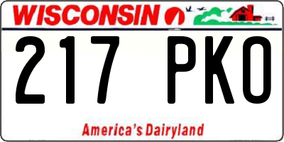 WI license plate 217PKO