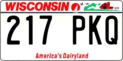 WI license plate 217PKQ