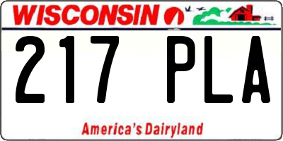 WI license plate 217PLA