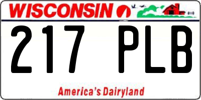 WI license plate 217PLB