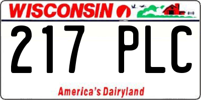 WI license plate 217PLC