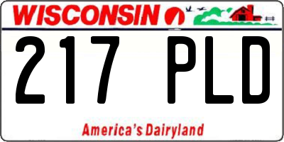 WI license plate 217PLD