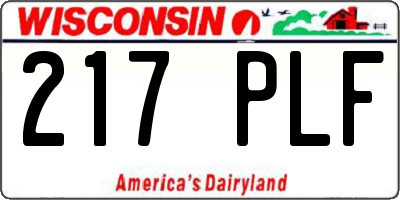 WI license plate 217PLF