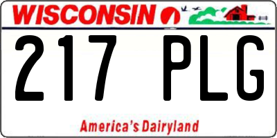 WI license plate 217PLG