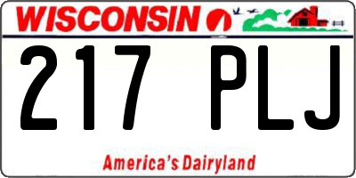 WI license plate 217PLJ