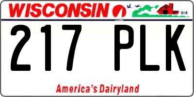 WI license plate 217PLK