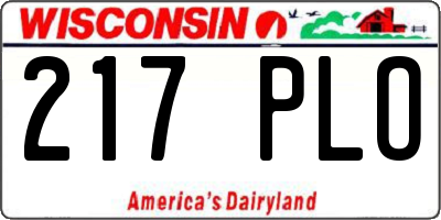 WI license plate 217PLO