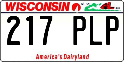 WI license plate 217PLP