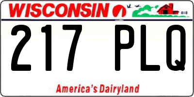 WI license plate 217PLQ
