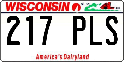 WI license plate 217PLS