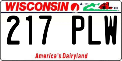 WI license plate 217PLW