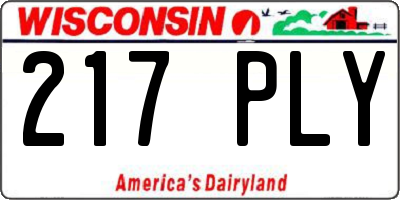 WI license plate 217PLY