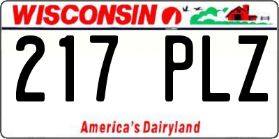 WI license plate 217PLZ