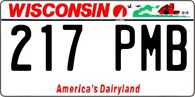 WI license plate 217PMB