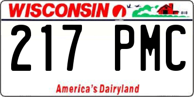 WI license plate 217PMC