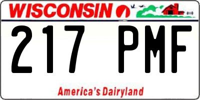 WI license plate 217PMF