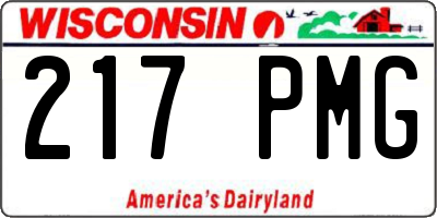 WI license plate 217PMG