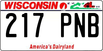 WI license plate 217PNB
