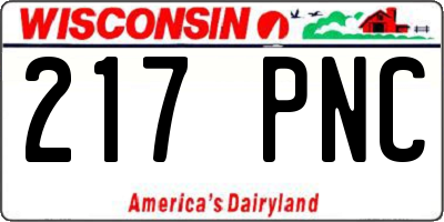 WI license plate 217PNC