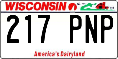WI license plate 217PNP