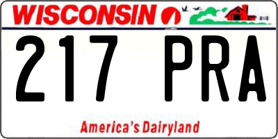 WI license plate 217PRA