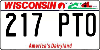 WI license plate 217PTO