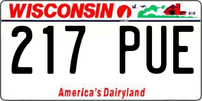 WI license plate 217PUE