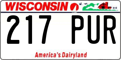 WI license plate 217PUR
