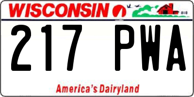 WI license plate 217PWA