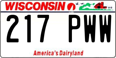 WI license plate 217PWW