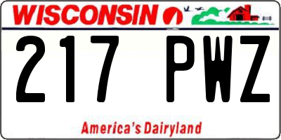 WI license plate 217PWZ