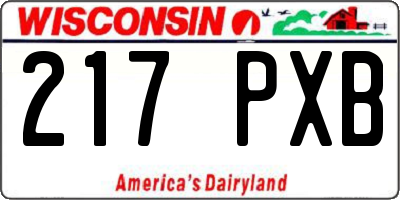 WI license plate 217PXB
