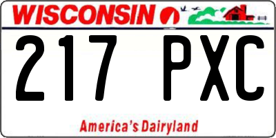 WI license plate 217PXC