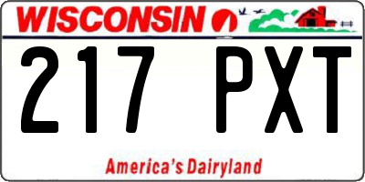 WI license plate 217PXT