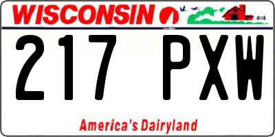 WI license plate 217PXW