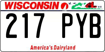 WI license plate 217PYB