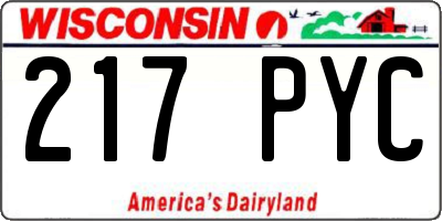 WI license plate 217PYC