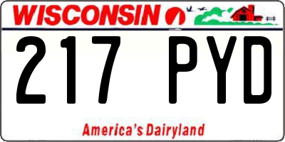 WI license plate 217PYD