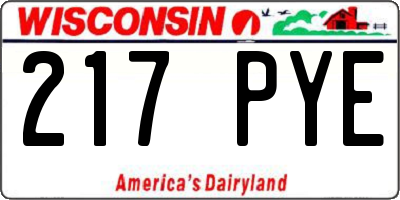 WI license plate 217PYE