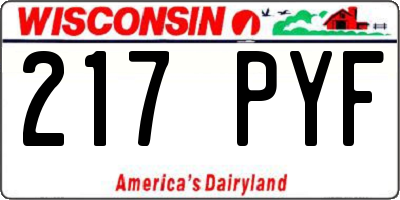 WI license plate 217PYF