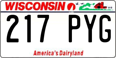 WI license plate 217PYG