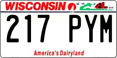WI license plate 217PYM
